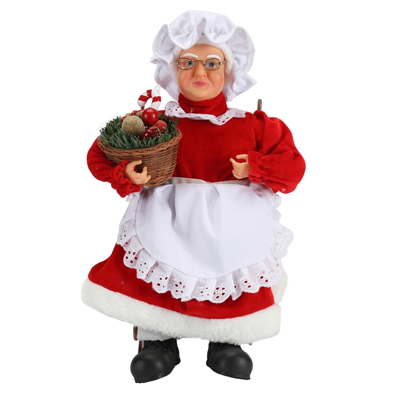 45cm animate santa donne seduti sulla sedia musica elettrica in movimento decorazione dinatale figurine bambola tessuto festival di vacanza