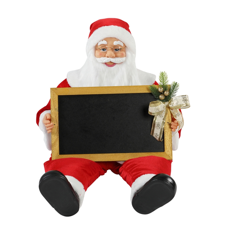 60/80 cm Natale seduto Babbo Natale con BlackBoad Holiday Musical Ornament Decoration Figurine Collection Xmas tradizionale