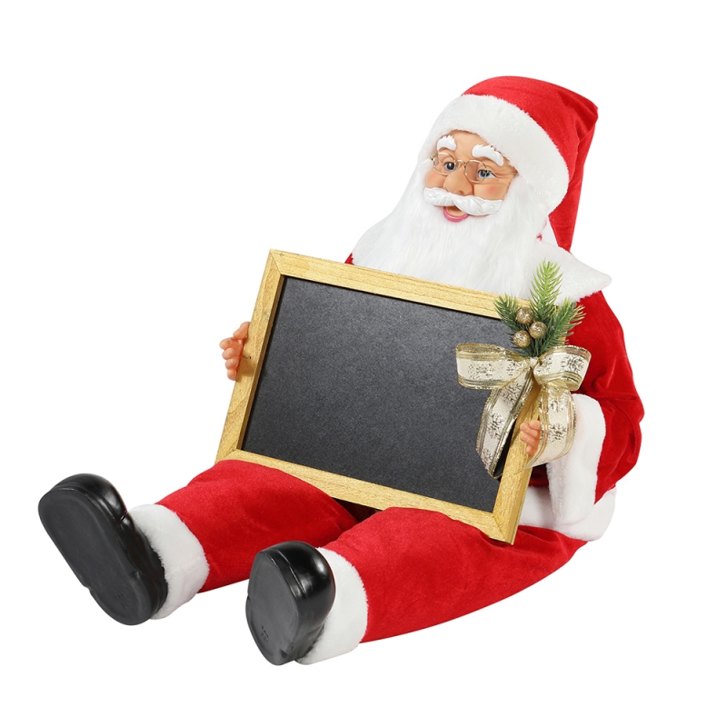 60/80 cm Natale seduto Babbo Natale con BlackBoad Holiday Musical Ornament Decoration Figurine Collection Xmas tradizionale