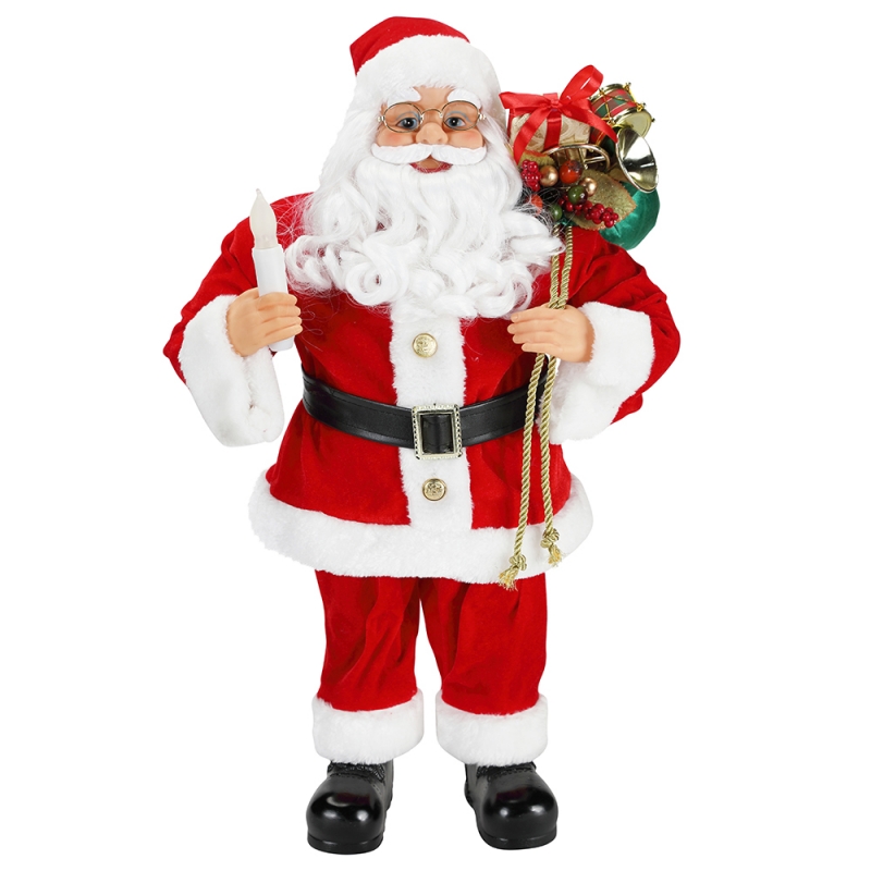 62 cm Natale in piedi Babbo Natale con candela ornamento decorazione figurina collezione tessuto festival vacanzenatale peluche