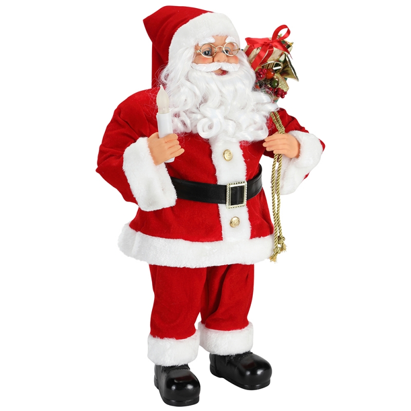 62 cm Natale in piedi Babbo Natale con candela ornamento decorazione figurina collezione tessuto festival vacanzenatale peluche