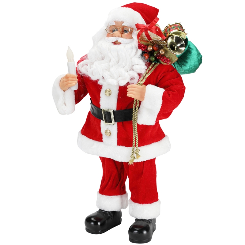 62 cm Natale in piedi Babbo Natale con candela ornamento decorazione figurina collezione tessuto festival vacanzenatale peluche