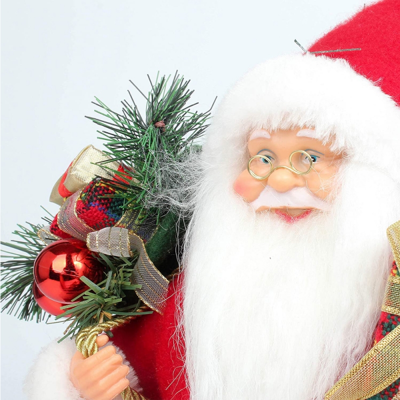 14inch in piedi Red Christmas Santa Claus figurine con scatola regalo Ago di pino in plastica tradizionale ornamento ornamento decorazione vacanze