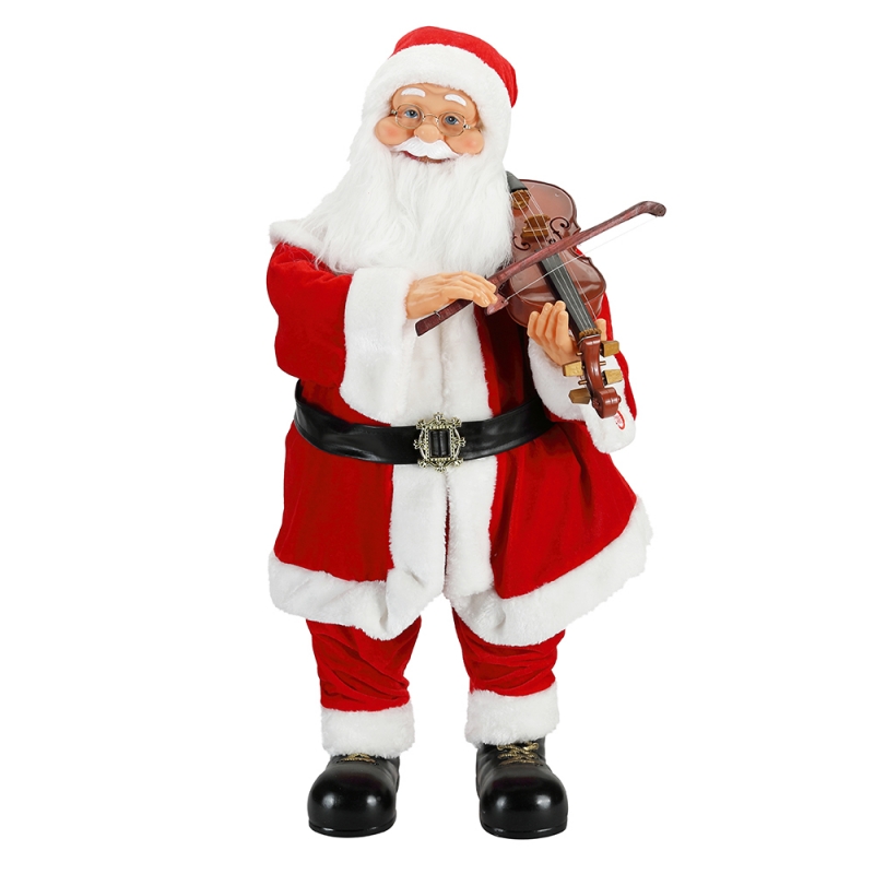 80 cm animato illuminazione dinatale illuminazione musicale santa claus con ornamento di violino decorazione tradizionale figurina figurina collezione