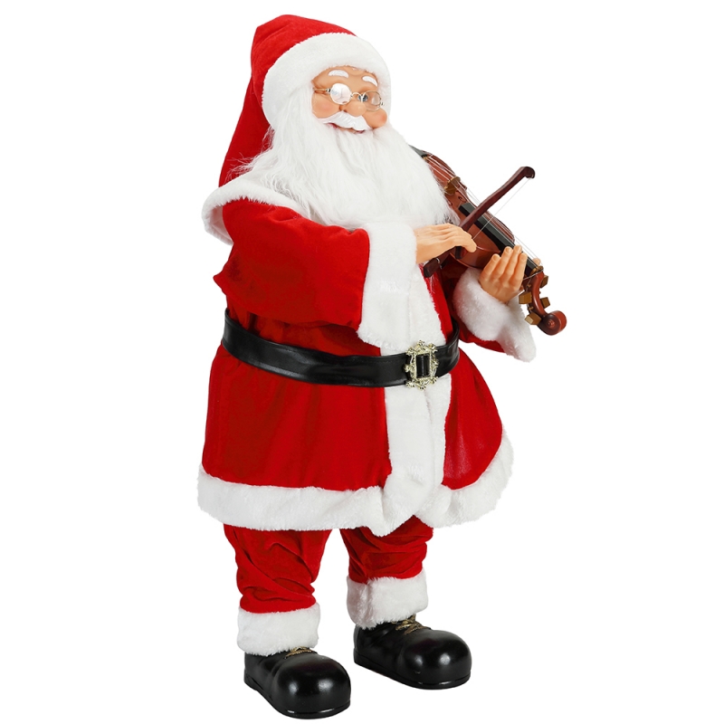 80 cm animato illuminazione dinatale illuminazione musicale santa claus con ornamento di violino decorazione tradizionale figurina figurina collezione