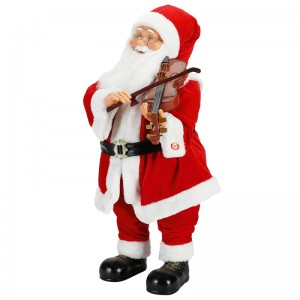 80 cm animato illuminazione dinatale illuminazione musicale santa claus con ornamento di violino decorazione tradizionale figurina figurina collezione