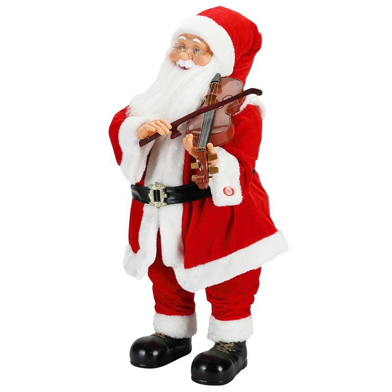 80 cm animato illuminazione dinatale illuminazione musicale santa claus con ornamento di violino decorazione tradizionale figurina figurina collezione