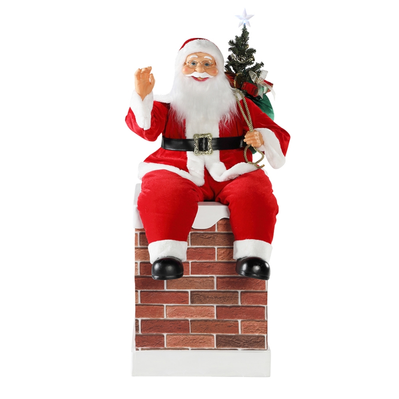 60/100cm Chimiey Chimiey Animated Babbo Natale con illuminazione ornamento musicale decorazione figurina collezione vacanze K/D