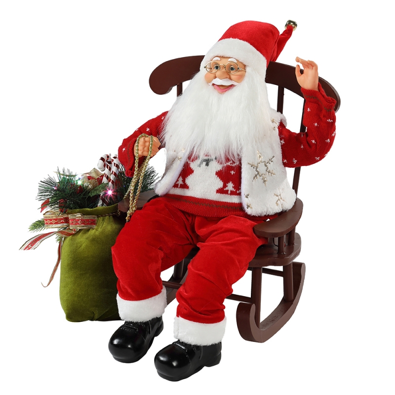 Sedia 55cm animata Santa Claus con lucenatale ornamento figurina decorazionenatale bambole vacanze raccolta vacanza regali