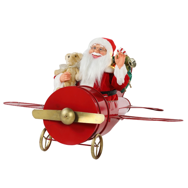 80 cm Natale musicale animato santa claus seduto decorazione piano rosso figurina classica festa ornamento ornamento regali collezione