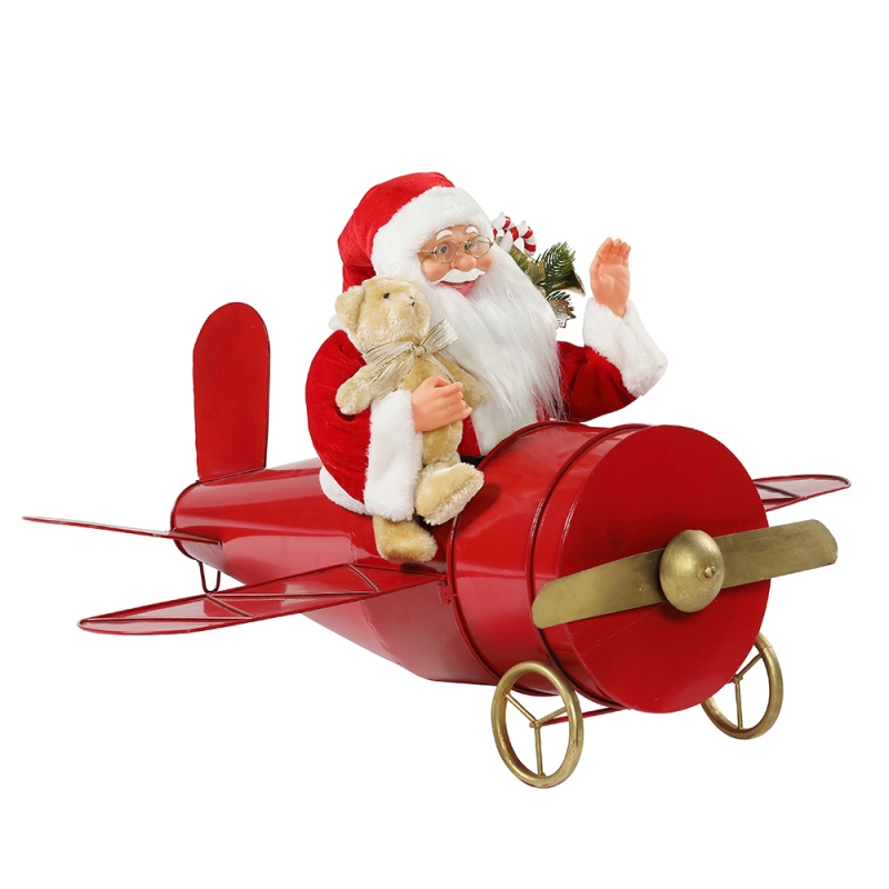 80 cm Natale musicale animato santa claus seduto decorazione piano rosso figurina classica festa ornamento ornamento regali collezione