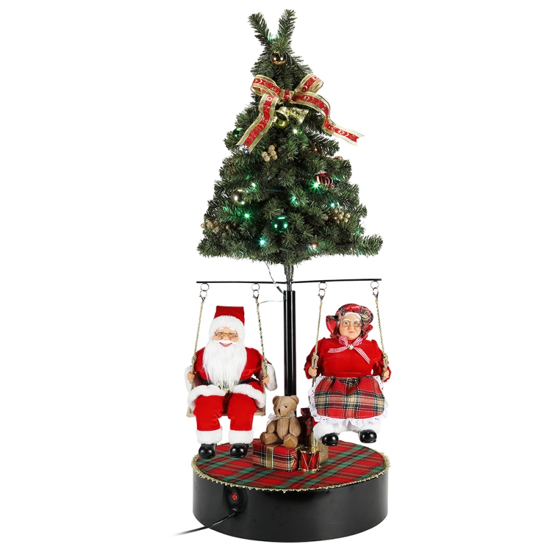 120 cm Natale Ruota l'albero Babbo Natale con decorazione musicale decorazione festival figura figurina collezione tradizionale