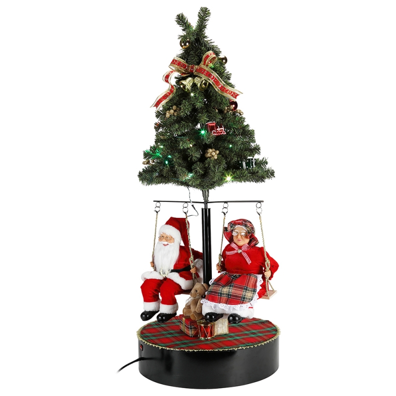 120 cm Natale Ruota l'albero Babbo Natale con decorazione musicale decorazione festival figura figurina collezione tradizionale