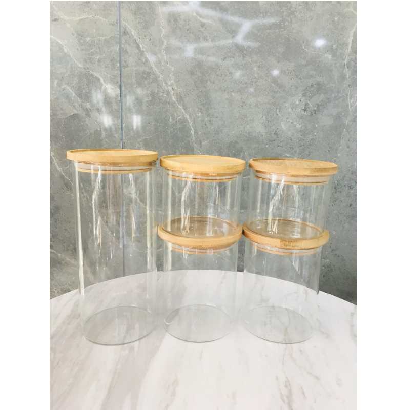 Best Quality Clear Glass Glass Storage Storage Canister Jar Set