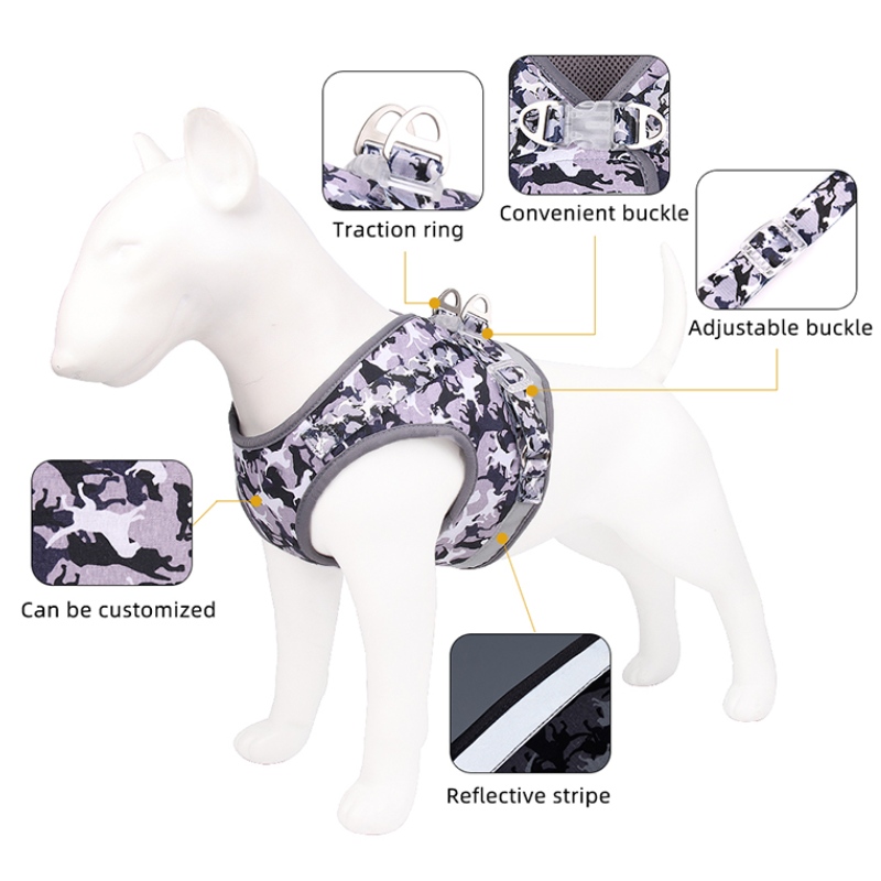 Vendite dirette della fabbrica! Cablaggio di cane camuffamento regolabile super confortevole confortevole