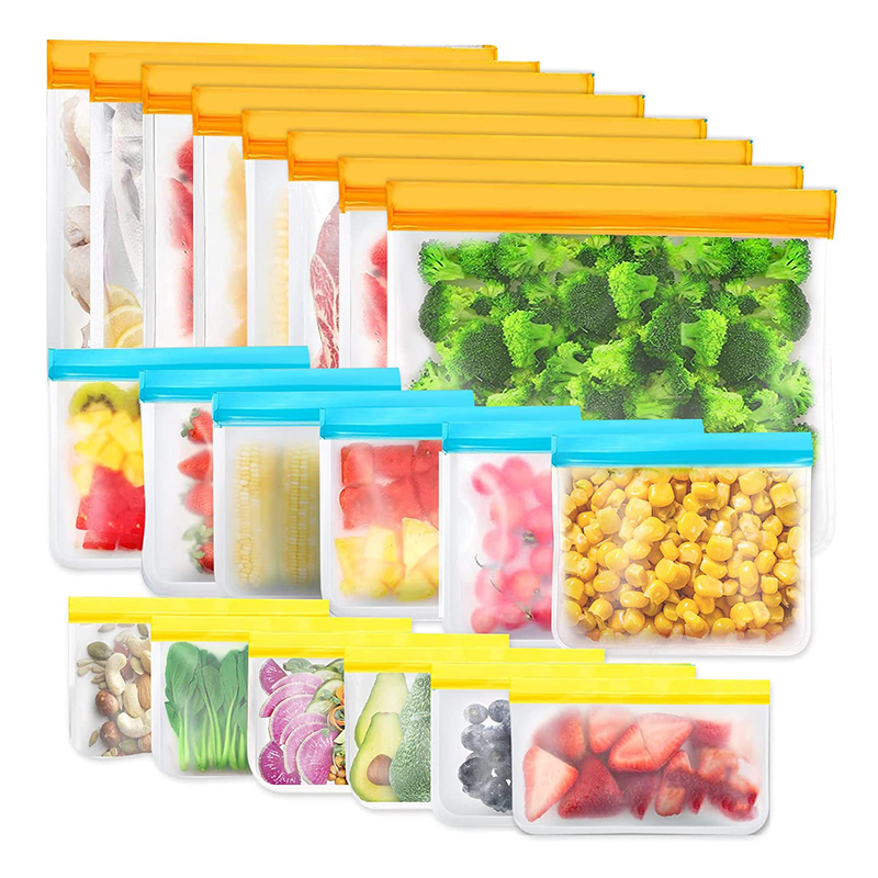 Borse di stoccaggio riutilizzabili all'ingrosso personalizzate, borse alimentari in silicone BPA