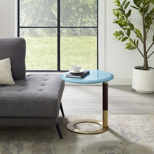 Soggiorno moderno tavolino rotondo tavolino in legno massello in acciaio inox tavolino da caffè in legno