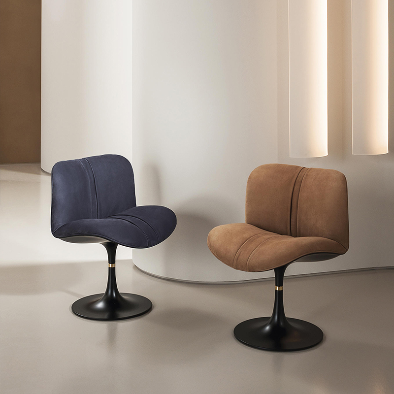 Designer di lusso minimalista italiano in fibra di vetro moderno moderno salotto in vera pelle girevole accento per soggiorno
