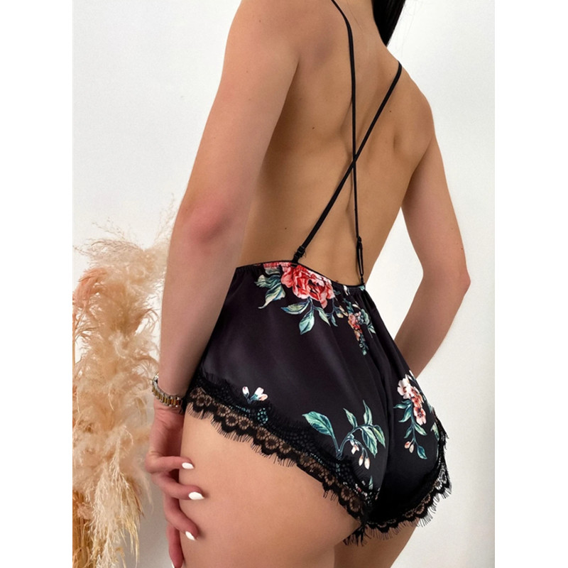 Sexy scava fuori floreale tuta floreale alto taglio con scollo a V lingerie teddy ultra sottile traspirante donna traspirante sexy sexy lingeriehot prodotti prodotti