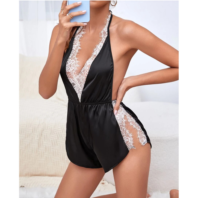 Donne \\\\ e sexy lingerie sheer seeer see-through maglia sexy pizzo pigiama camicia danotte uniforme tentazione