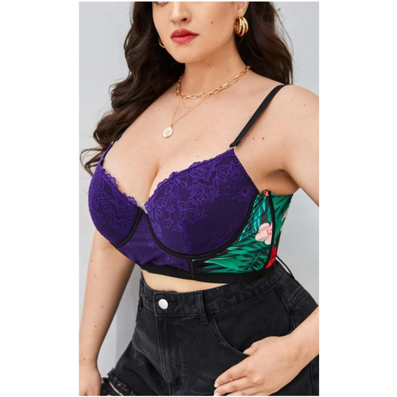 Plus Reggiseno in pizzo floreale