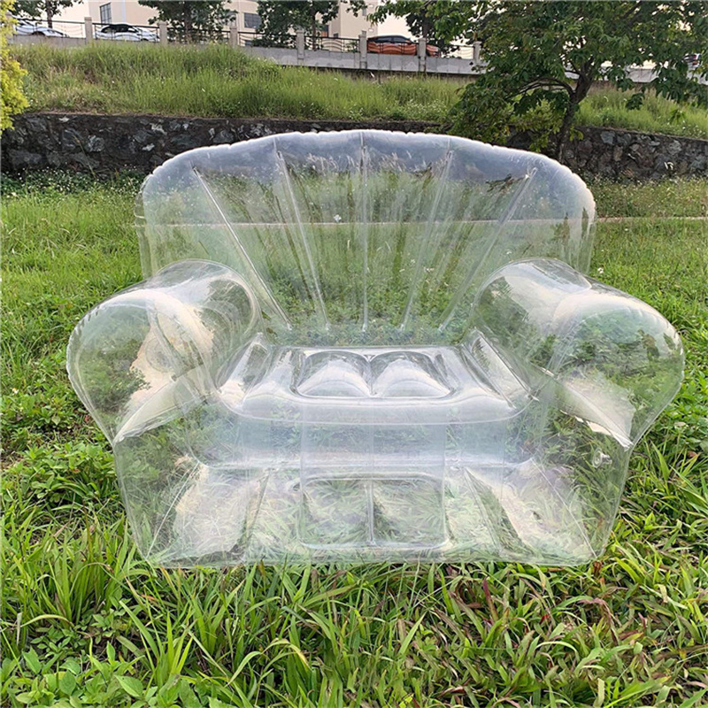 Divano gonfiabile trasparente in PVC, balcone da camera da letto all'aperto Tempo libero, Singola sedia pieghevole gonfiabile
