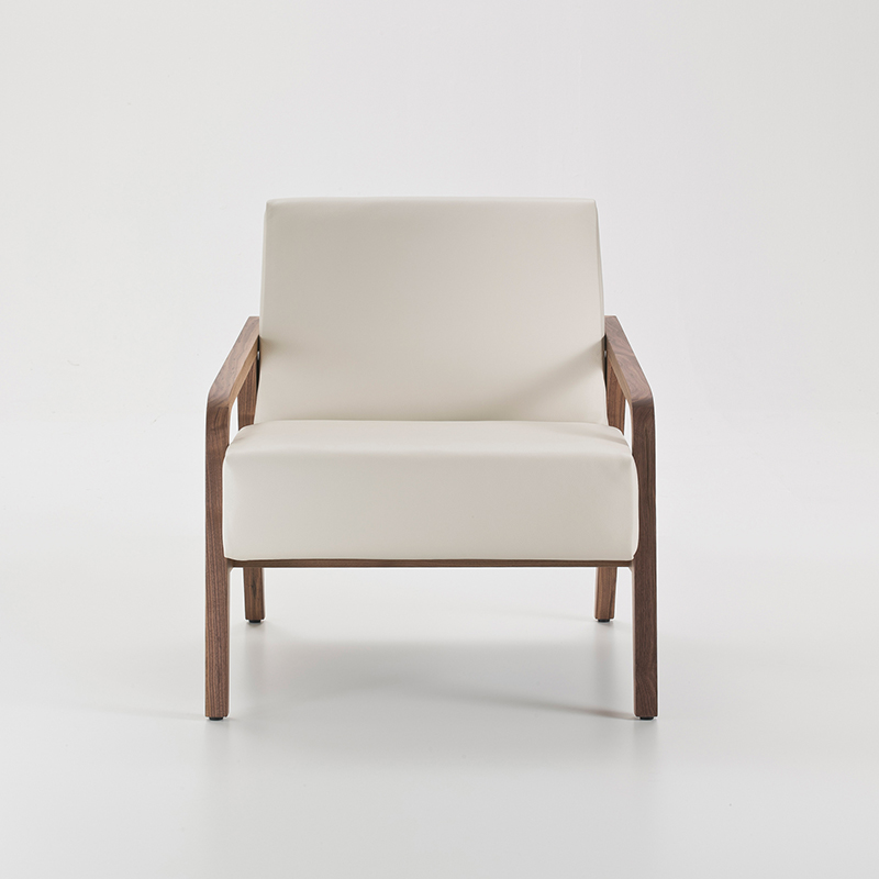 Design moderno Design soggiorno Soggiorno Sedile singolo Divano Bentwood Pelle Chaise Lounge Chair con ottomano