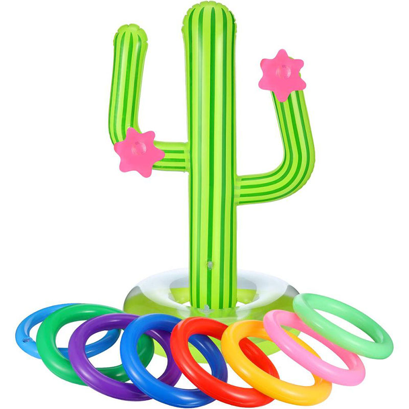 Game di gioco sugli anelli di cactus gonfiabile set galleggiante, gioco di gioco cactus