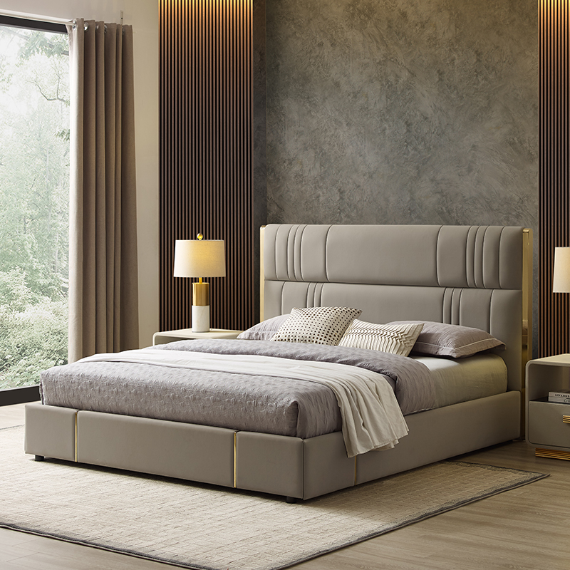 Hotel italiano letto in pelle moderna 1,8 m letto doppio di lusso mobili per camera da letto king size