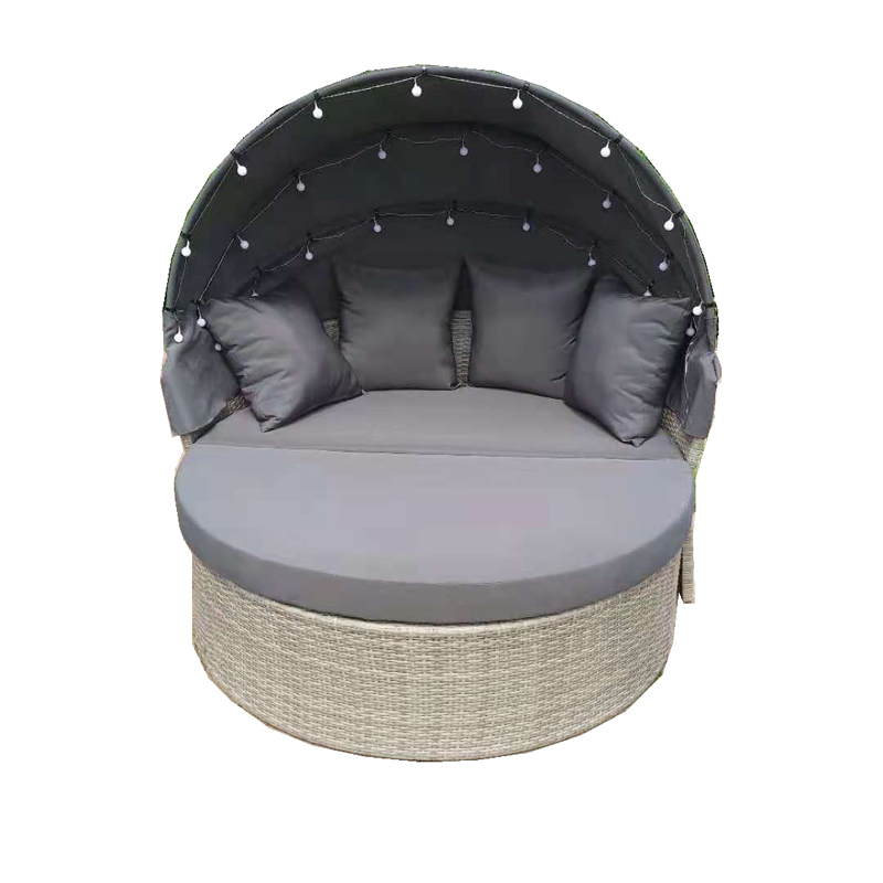 set di acciaio&wicker con luci