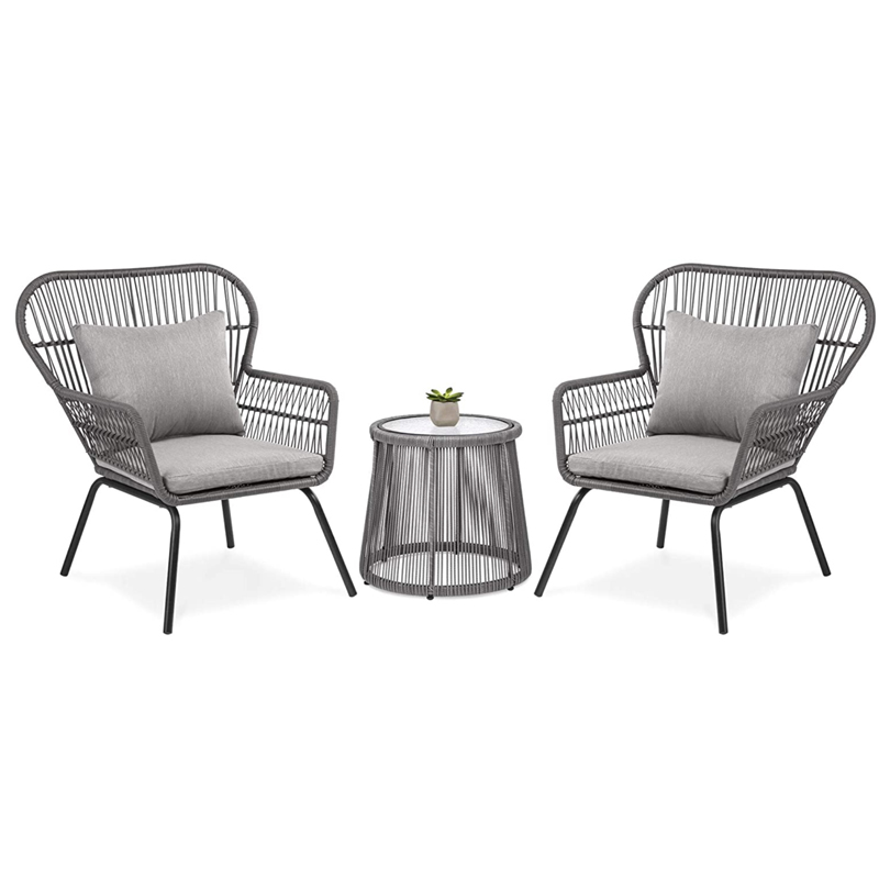 SET SET N-004 in acciaio&wicker 3pcs