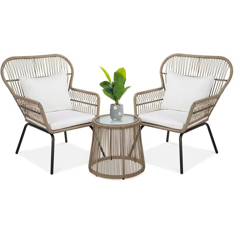 SET SET N-004 in acciaio&wicker 3pcs