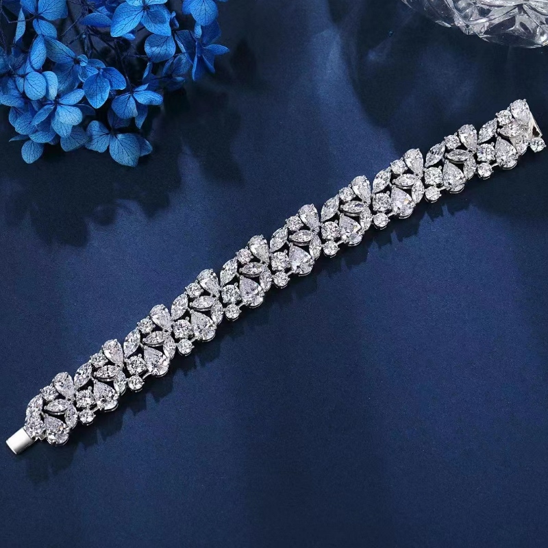 Sterling Silver 925/18K/14K/10K con 5A CZ/Bracciale di diamante reale