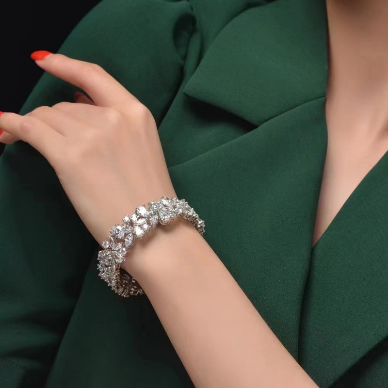 Sterling Silver 925/18K/14K/10K con 5A CZ/Bracciale di diamante reale