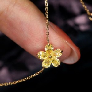 18K/14k/10k collana di petali di diamante giallo oro per ragazza