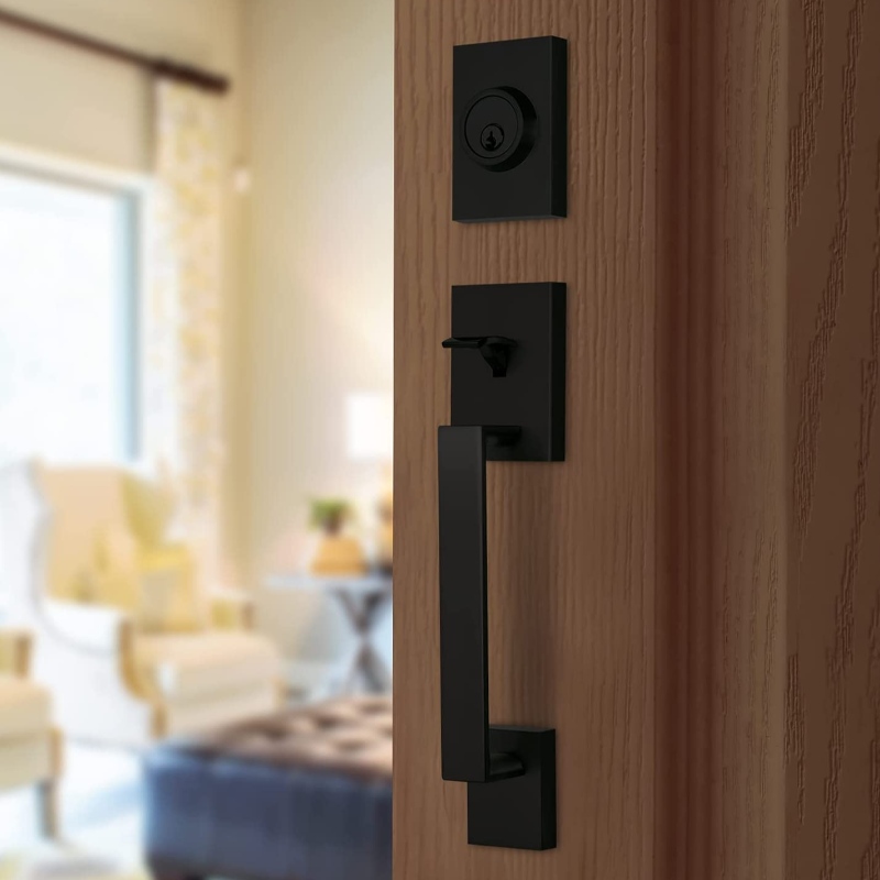 8003 Handset di ingresso della porta anteriorenera con impianto di deadbolt, set di blocco d'ingresso