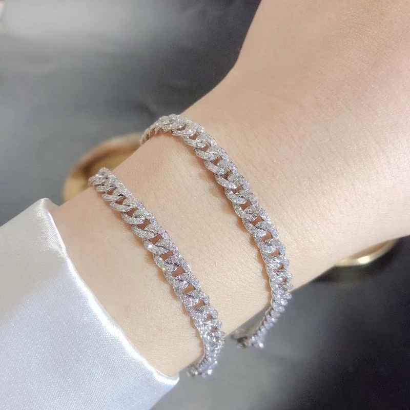 Gioielli tuochen 18K/14k/10k Bracciale cubano oro con diamante/moissanite pietra per uomo