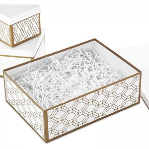 Scatole regalonidificate con coperchi e riempimento (set di 3, bianche e oro, dimensioni assortite) per matrimoni, doccenuziali, damigelle, Natale, Hanukkah, Compleanni, San Valentino \\\\\\\\\\\\ \'