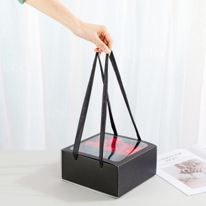 Pullo-out Flower Box Transparent Portable Gift Rose Box Regalo Gift Packaging Black Powder Supplies Cartone