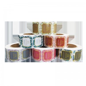 Color Bronzing trasparente autoadesivo personalizzato Silver caldo L0G0 Etichetta per rotolo di carta rivestito autoadesivo