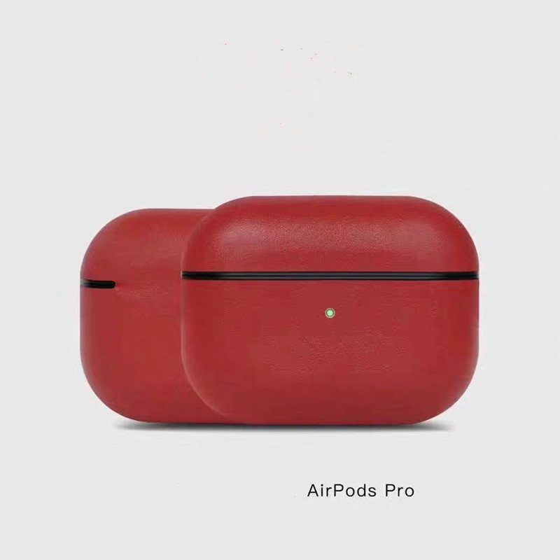 Custodia in pelle AirPods Pro, vera custodia in pelle di cavallo cera per olio retrò, completamente fatto a mano, a LED frontale visibile, (marrone scuro)