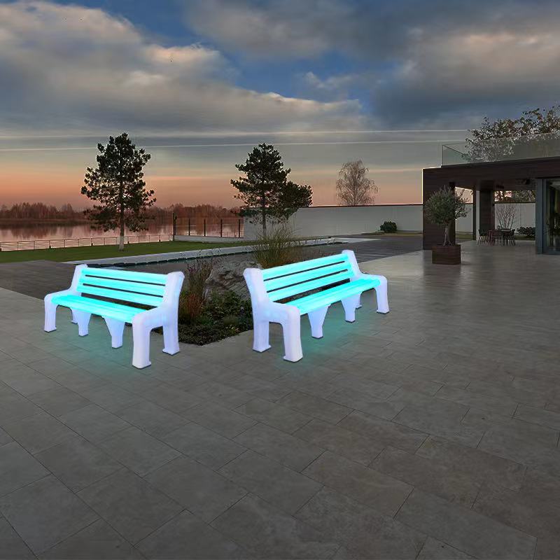 panchine parchi luminose a LED per l'esterno, panca da giardino a batteria in plastica PE, giardino d'inverno, patio, prato o sedile da giardino, può sopportare 600 kg