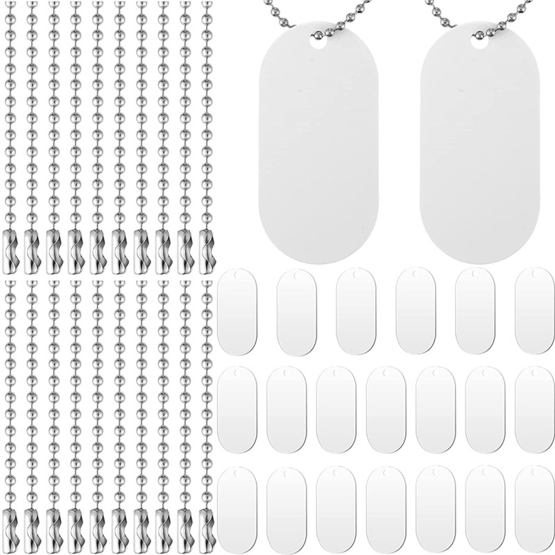 Collana tag per cani in bianco stampato con collana a catena in alluminio hip hop stile militarenome canenome tag ID Personalità metallica ciondolo ...