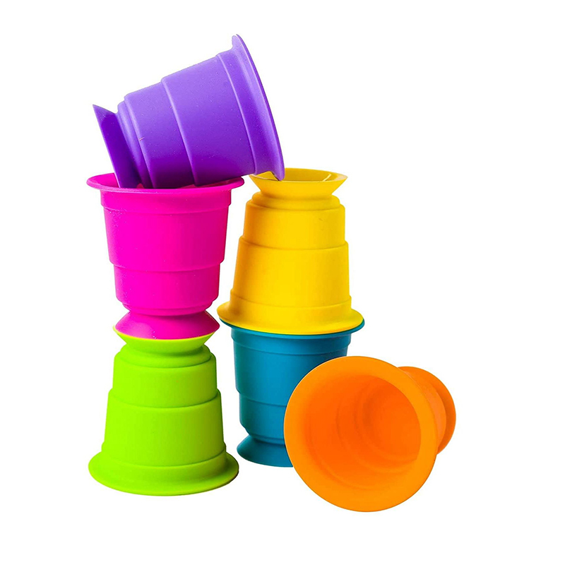 Aspirazione kupz silicone impilando tazze giocattolo