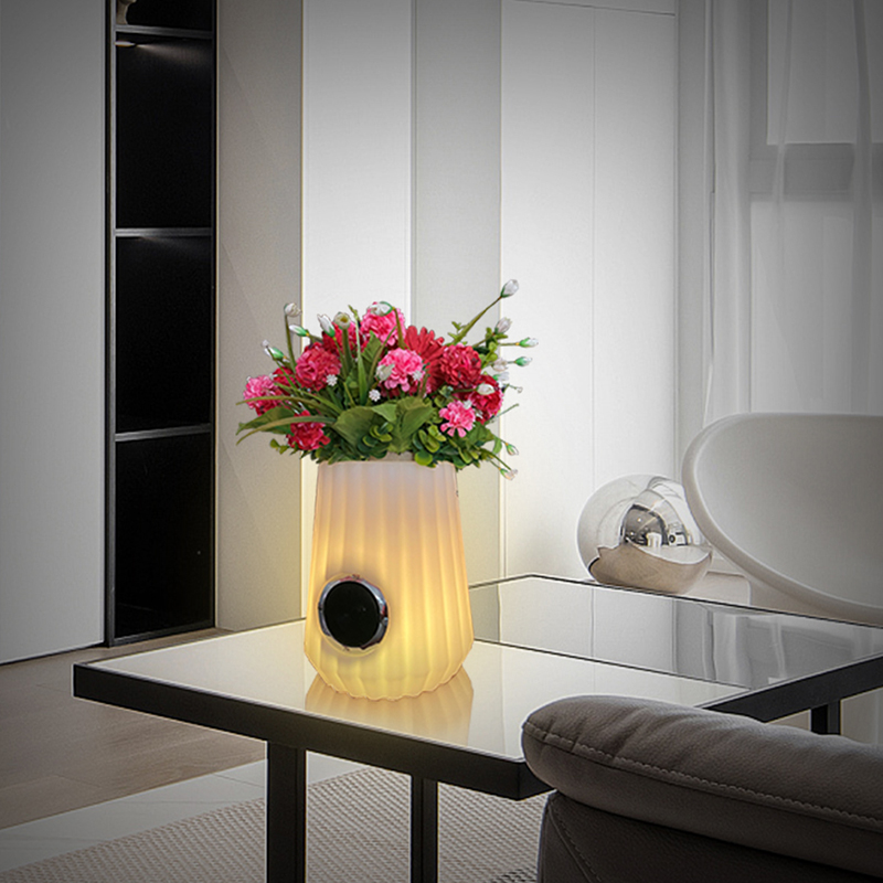 Pentola floreale illuminata a led Indoor/outdoor Creative Smart Table Lampada per soggiorno, camera da letto, decorazione da giardino, luci a LED a LED DEMABLE ICE con altoparlante Bluetooth