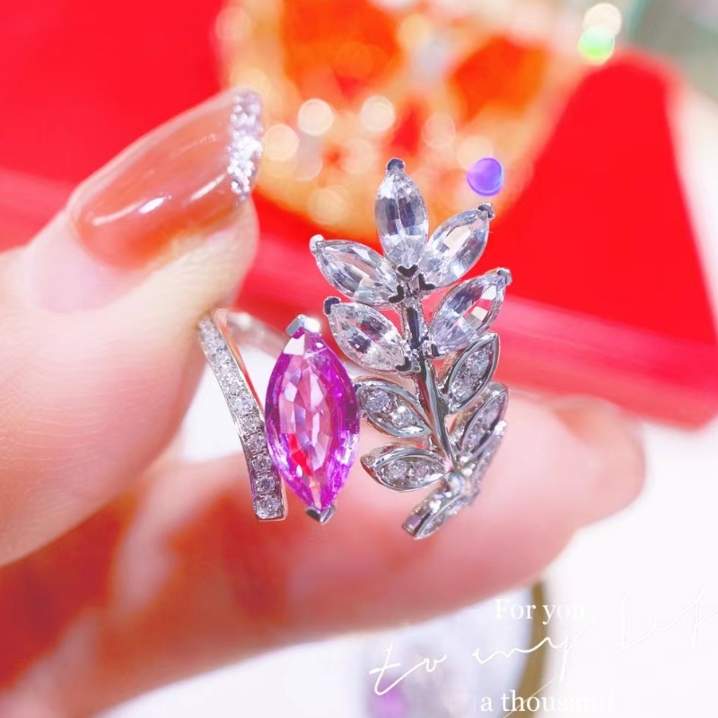 Gioielli Tuochen 18K Gold Nuovo stile Marchese Diamond Leaf Anello