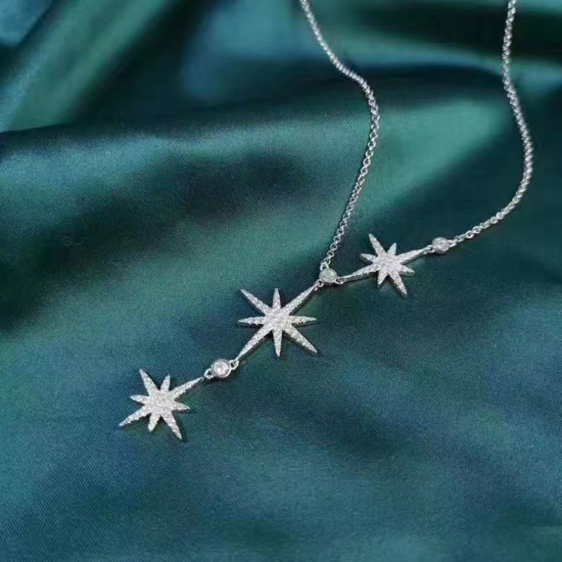 Collana Sterling Silver 925 Star con pietra CZ per ragazze