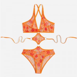 Set di lingerie sexy bonsuit stampata per orsacchiotto floreale
