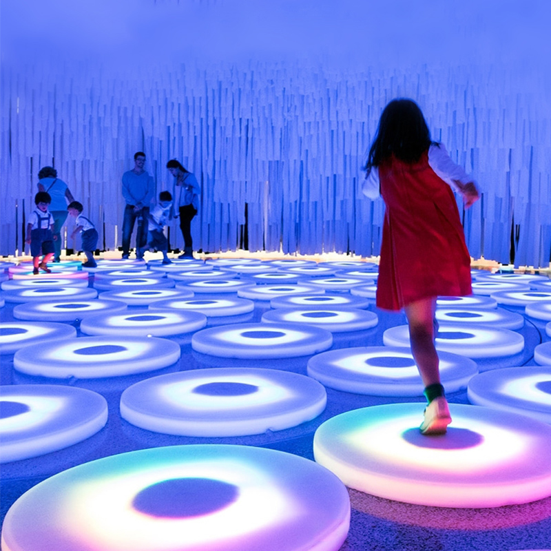 piastrelle portatili a led da ballo da pista esterna/indoor, tocco controltura interattiva in piastrella da pista da ballo, sensoriale di plastica bianca e giocattoli per l'istruzione speciale per bambini