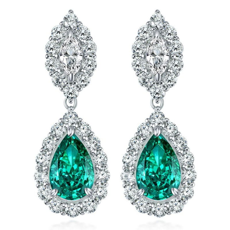 Orecchini sintetici a perno di diamante ad alta diamante taglio ghiacciato paraiba